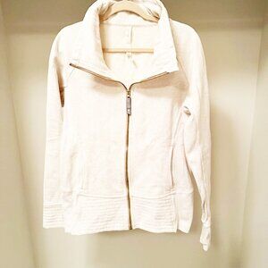 Lululemon Radiant Hooded Zippered Jacket Long Sleeves,  Heather Oatmeal, Size 12